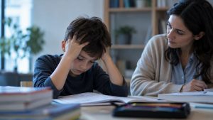 اختلال یادگیری کودک و مشکلات درسی هنگام مطالعه و انجام تکالیف با همراهی مادر